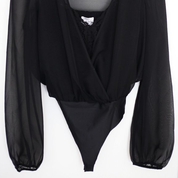 BNWT Cami NYC Silk & Lace Teresa V-Neck Bodysuit in Black, Sz. S/US 2, RRP$345 - Picture 4 of 7